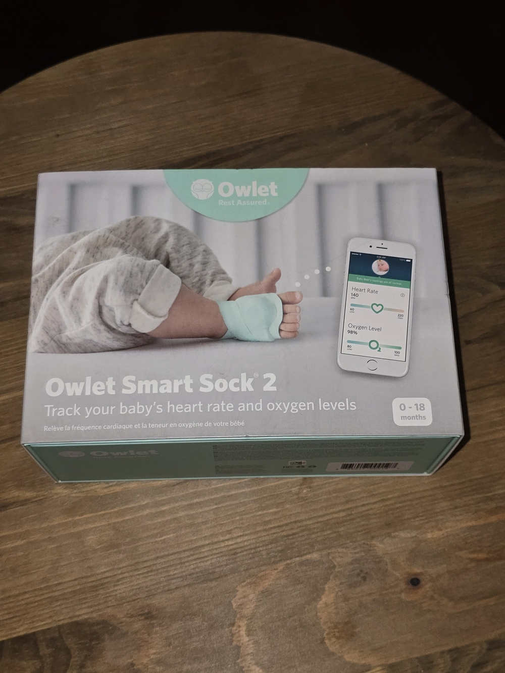 Owlet Smart Sock 2 Wearable Baby Monitor Complete in Box Heart Rate O2 Monitor